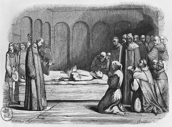 Death of Abelard, illustration from ''Lettres d''Heloise et d''Abelard'' von (after) Jean Francois Gigoux