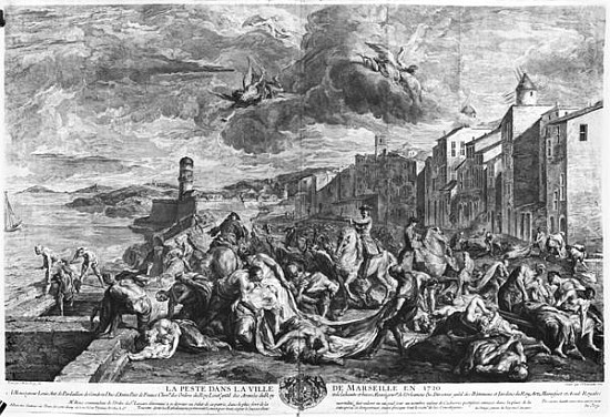 The plague of 1720 in Marseilles; engraved by Simon Thomassin (1655-1733) 1727 von (after) Jean Francois de Troy