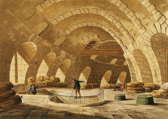 The Wheat Store, Rue de Viarmes; engraved by I. Hill von (after) John Claude Nattes