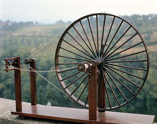Model of a spinning machine from one of Leonardo''s drawings von (after) Leonardo da Vinci
