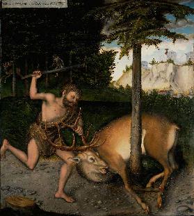 Herkules und die kerynitische Hirschkuh. Aus der Serie der Taten des Herkules Nach 1537