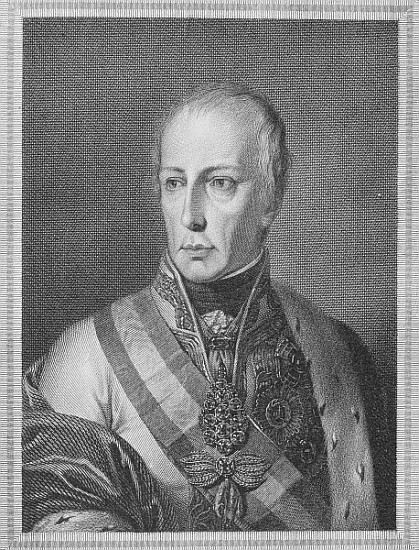 Francis II, Holy Roman Emperor; engraved by Giuseppe Longhi von (after) Natale Schiavoni