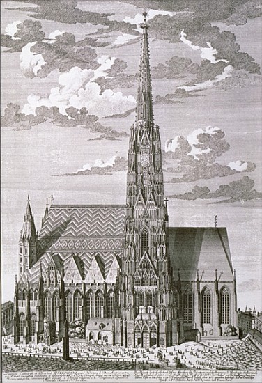 View of St. Stephan''s Cathedral, Vienna ; engraved by George-Daniel Heumann (1691-1759) von (after) Salomon Kleiner