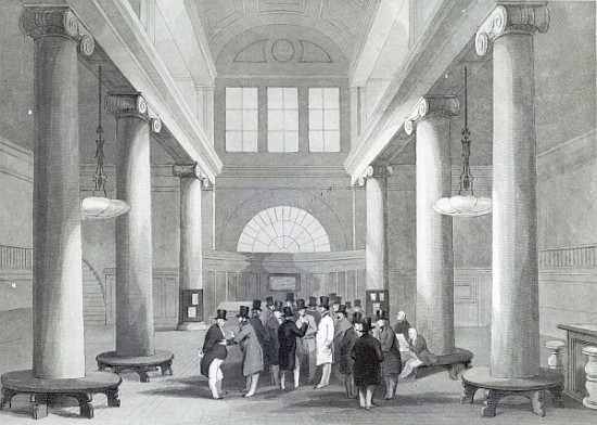 Stock Exchange; engraved by Henry Melville, c.1842 von (after) Sir John Gilbert