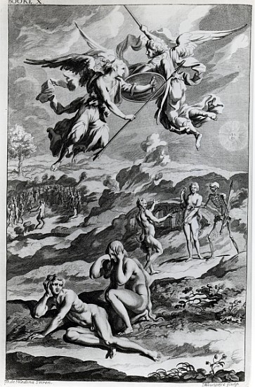 Adam and Eve after the Fall, illustration from John Milton''s ''Paradise Lost''; engraved by Michael von (after) Sir John Baptist de Medina