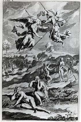 Adam and Eve after the Fall, illustration from John Milton''s ''Paradise Lost''; engraved by Michael