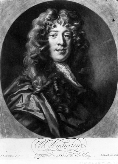 William Wycherley; engraved by John Smith von (after) Sir Peter Lely