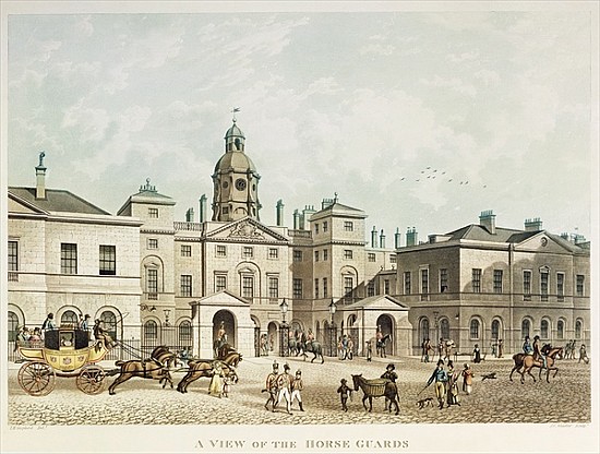 A view of the Horse Guards from Whitehall ; engraved by J.C Sadler von (after) Thomas Hosmer Shepherd