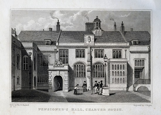 Pensioner''s Hall, Charter House; engraved by John Rogers von (after) Thomas Hosmer Shepherd