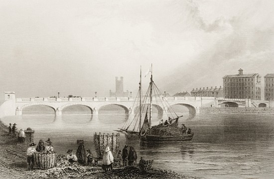 Wellesley Bridge, Limerick, Ireland, from ''Scenery and Antiquities of Ireland'' von (after) William Henry Bartlett