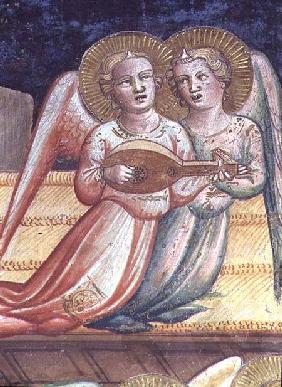 Two Musical Angels, a detail from The Life of the Virgin and the Sacred Girdle, from the Chapel of t 1392-95