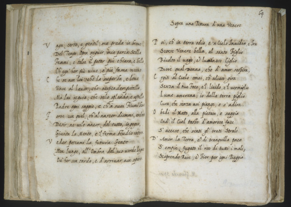 A.Bronzino, Manuscript of a sonnet von Agnolo Bronzino