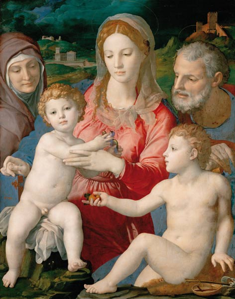 Die Heilige Familie mit der heiligen Anna und Johannesknaben von Agnolo Bronzino