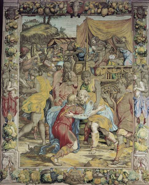 Jakobs Ankunft in Ägypten / Bildteppich von Agnolo Bronzino