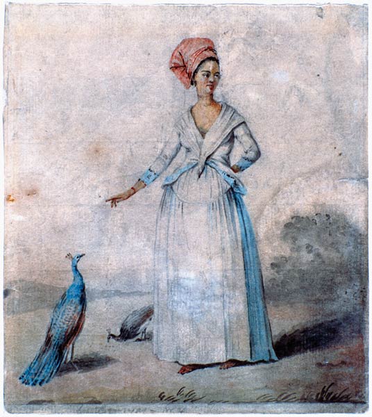 Lady with peacock von Agostino Brunias