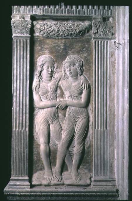 Gemini represented by the Twins from a series of reliefs depicting the planetary symbols and signs o von Agostino  di Duccio