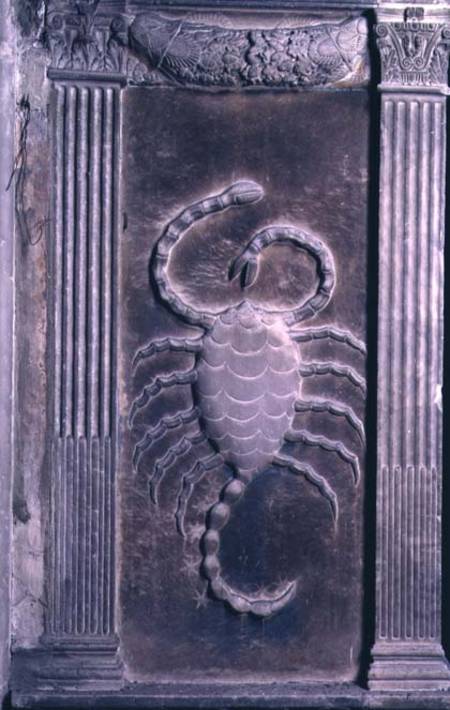 Scorpio represented by the scorpion from a series of reliefs depicting planetary symbols and signs o von Agostino  di Duccio