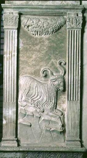 Aries represented by a ram from a series of reliefs depicting planetary symbols and signs of the zod
