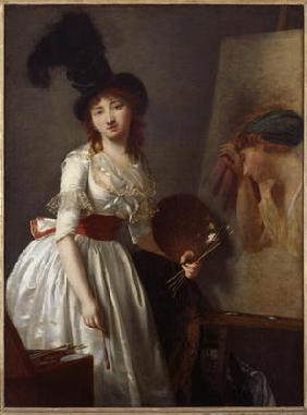 Portrait of a female painter, pupil of David (oil on canvas) 1790