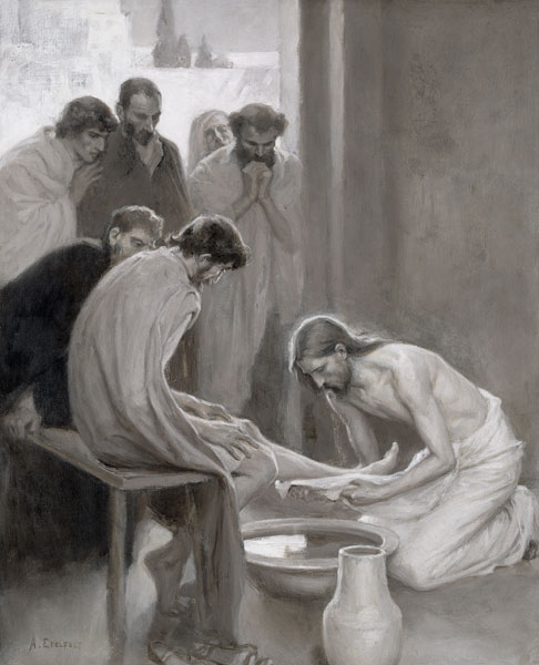 Jesus Washing the Feet of his Disciples von Albert Edelfelt