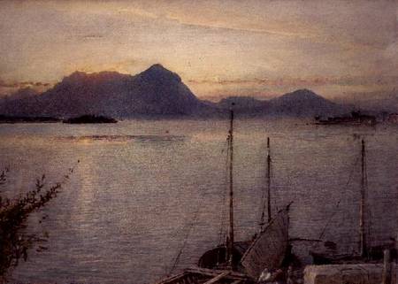 Sunrise from Baveno, Lake Maggiore von Albert Goodwin