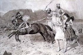 Elijah Running to Jezreel before Ahab's Chariot 1861 cil &