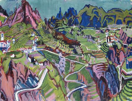 Tessiner Landschaft mit Weinbergen 1925