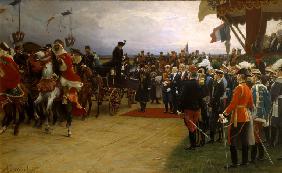 Truppenschau von Bétheny in Anwesenheit von Zar Nikolaus II. und des französischen Staatspräsidenten