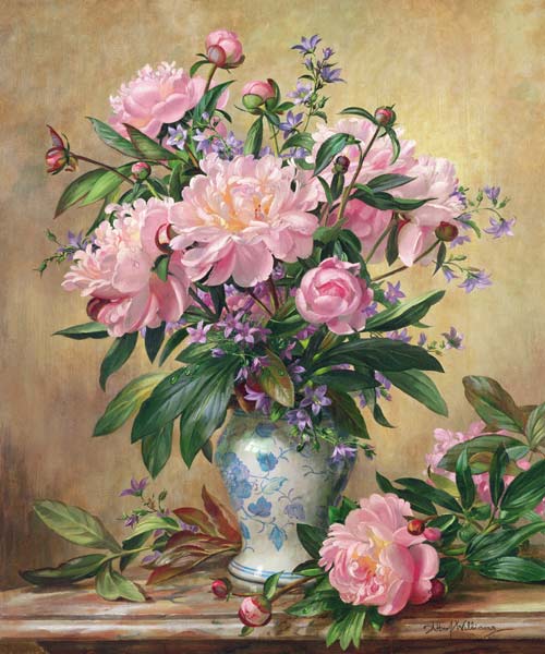 Vase of Peonies and Canterbury Bells  von Albert Williams