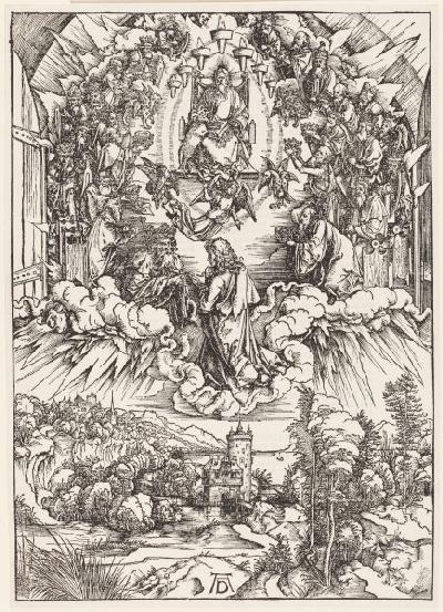 Johannes vor Gottvater und den Ältesten, aus der Folge der Apokalypse, Urausgabe Deutsch 1498