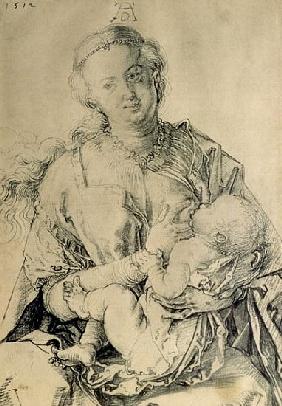 Virgin Mary suckling the Christ Child, 1512 (charcoal drawing)
