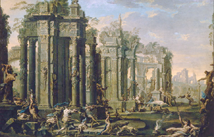 Bacchanal vor antiken Ruinen von Alessandro Magnasco