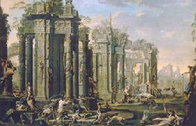 Bacchanal vor antiken Ruinen  1710-er J