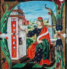 Historiated initial 'A' depicting King Solomon, Lombardy School, c.1499-1511 (vellum) 19th