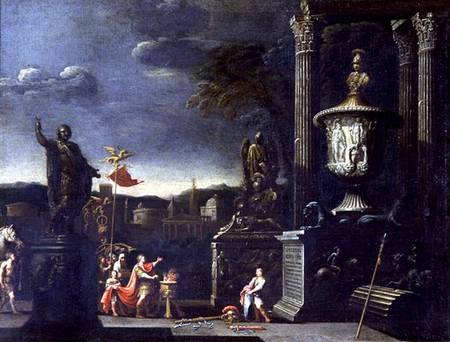 View with a Scene of a Sacrifice von Alessandro Salucci