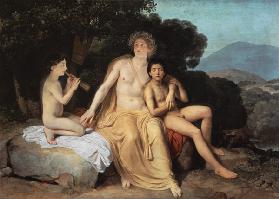 Apollon, Hyazinth und Kyparissos singend und musizierend