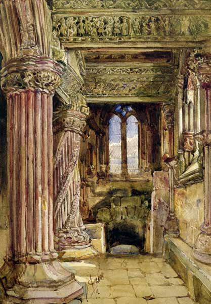 Rosslyn Chapel, Scotland (w/c on paper) von Alexander Jnr. Fraser