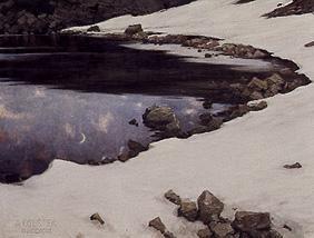 Mondschein am verschneiten Kassian-See 1897