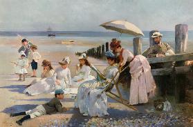 On the Shores of Bognor Regis - Portrait Group of the Harford Couple and their Children 1887