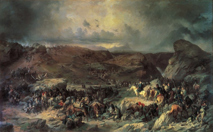 Die Armee von Alexander Suworow überquert Sankt Gotthard Pass im September 1799 von Alexander von Kotzebue