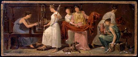 Six Women Weaving in an Interior von Alexandre Evariste Fragonard