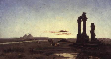 A Bedouin Encampment by a Ruined Temple von Alexandre Gabriel Decamps