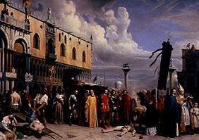 Die Beerdigung Tizians während der Pest in Venedig 1576. 1832