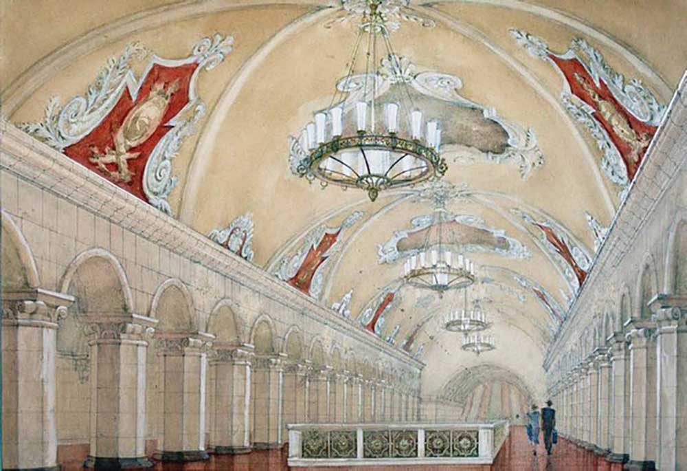 Projekt für die Komsomolskaja-Station der Metro Moskau von Alexei Wiktorowitsch Schtschussew