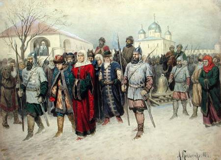 Joining of Great Novgorod, Novgorodians Departing to Moscow von Alexej Danilovich Kivschenko