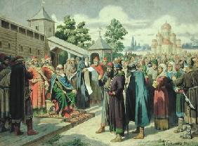 Reading of the Code in the Presence of Grand Duke Jaroslav of Novgorod 1880