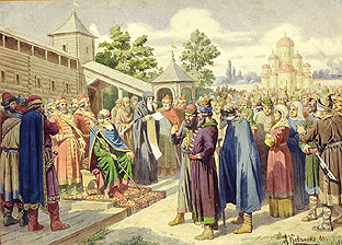 Verlesung des Gesetzes in Anwesenheit des Grossfürsten Jaroslaw von Alexej Danilovich Kivschenko