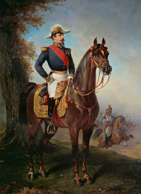 Equestrian portrait of Napoleon III (1808-1873). Painting by Alfred De Dreux (1810 - 1860) von Alfred Dedreux