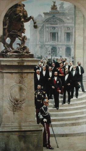 President Sadi Carnot (1837-94) and his Government in Front of the Opera de Paris, from the panorama 1889