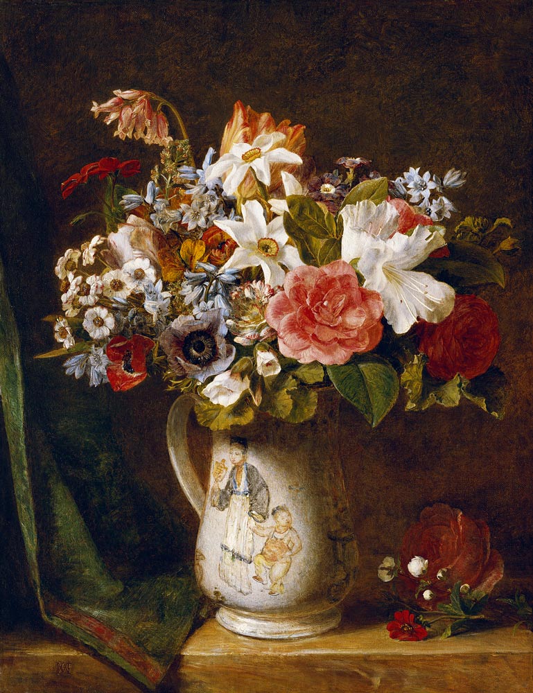 Rosen, Osterglocken und andere Blumen in einer Vase von Alfred Morgan